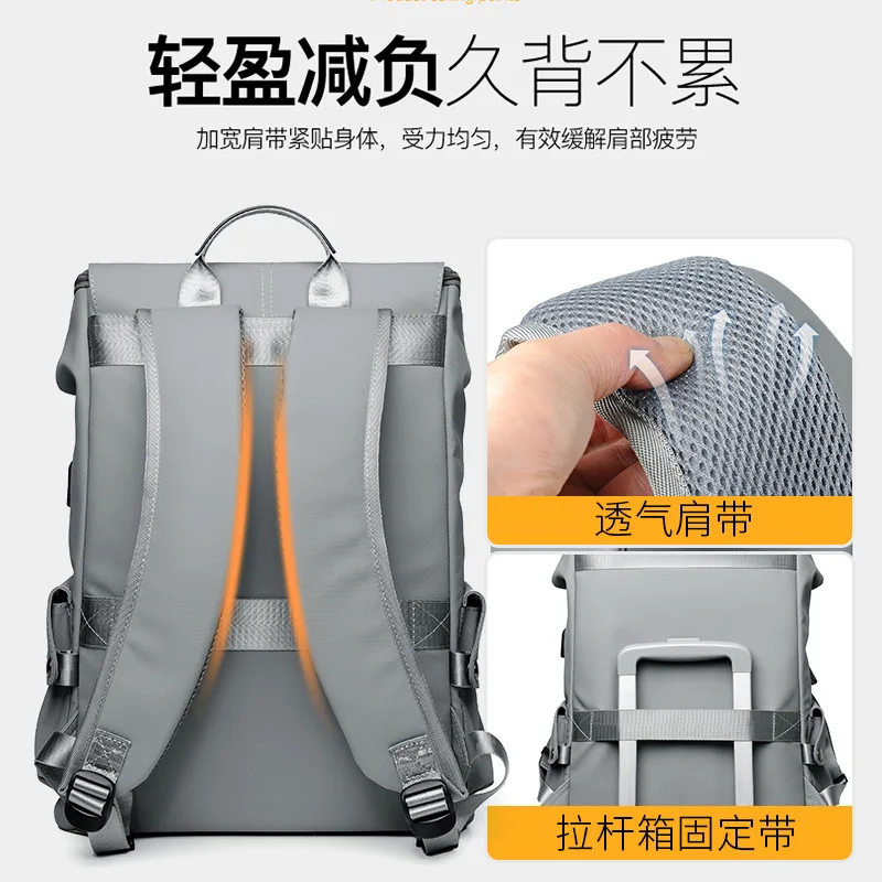 New Backpack Men\'s Fashion Large Capacity Computer Bag Travel Backpack Leisure Simple Junior Middle School Student Schoolbag