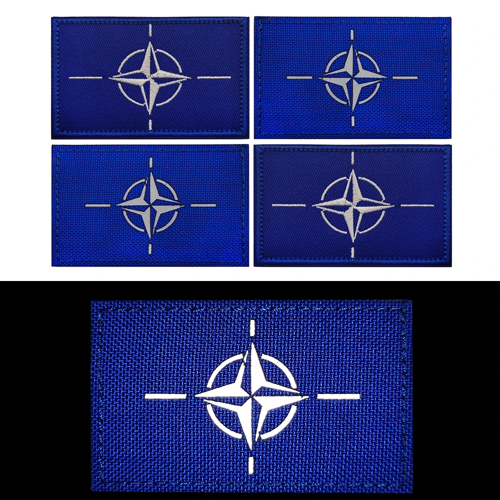 NATO Bule Color Organization North Atlantic Flag Embroidery IR Reflective IR Clothing Shoulder Patch For Suit Unifrom Patch