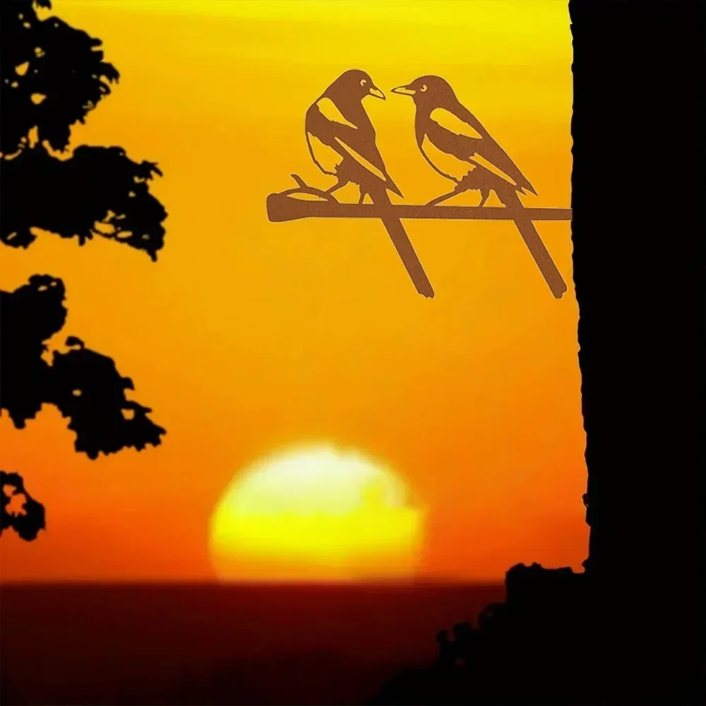 Alluring Graceful Two Birds Iron Art – Add Appeal to Your Outdoor Space. Appealing Wooden Stake for Fence