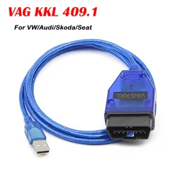 VAG KKL 409.1 With CH340T OBD 2 OBD2 Car Diagnostic Vag Com USB Interface Cable 409 1 For VW/Audi/Skoda/Seat Auto Scanner Tool