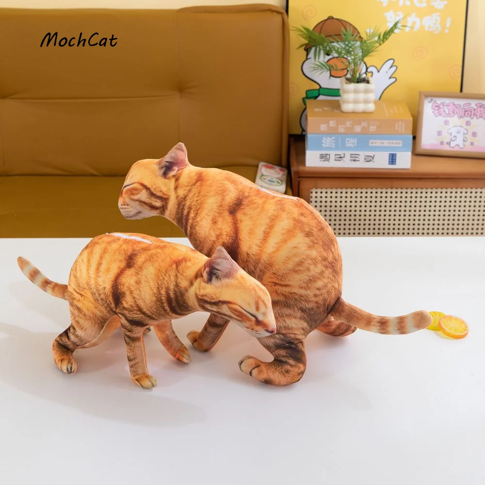 Novelty Simulation Cat Plush Toy Stuffed Animal Weird Stuffed Cat Doll Gag Prank Realistic Animal Pillow Toy Home Decor