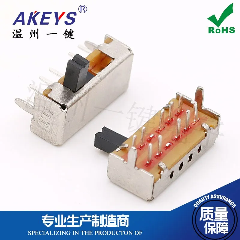 10pcs SK-24D07 (2P4T) Double Row 10-pin 4-position Horizontal Toggle Switch Side Toggle Sliding Switch Double Knife