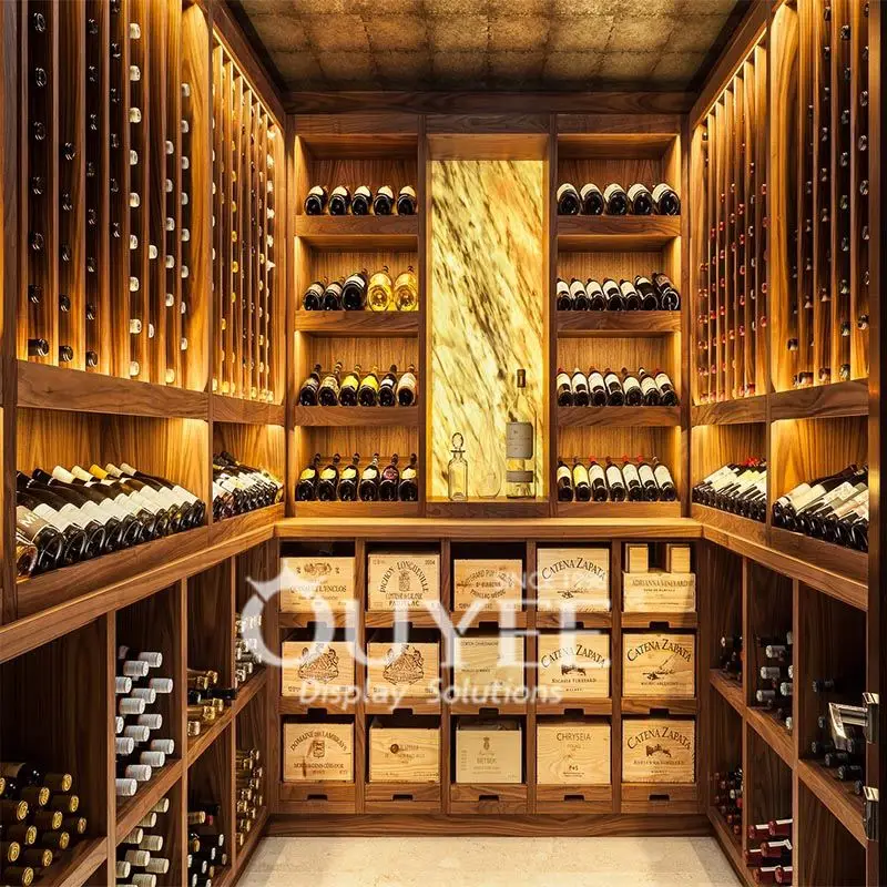 custom.Wine Shop Interior Design Alcohol Rack Wood Liquor Shelves Whiskey Display Cabinet