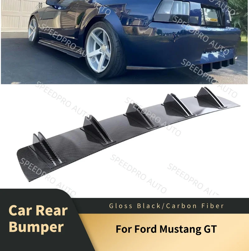 

Rear Diffuser 5 Fins Shark Bumper Splitter Spoiler Lip For F0rd Mustang GT Car Body Kit Accessories Carbon Fiber