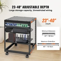 SucceBuy Open Frame Server Rack 12U/15U/20U Floor Standing or Wall Mounted with Adjustable Depth for Microdata Center Office Use 2