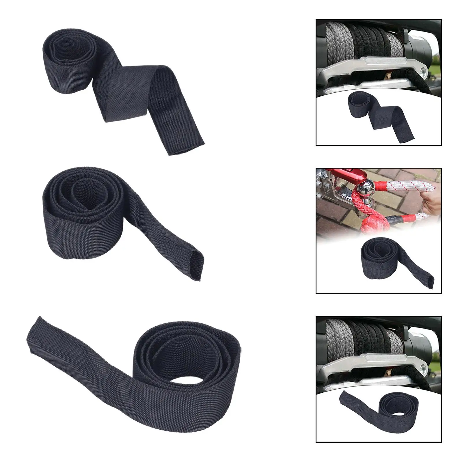 

High Strength Winch Rope Sleeve Nylon Polyester Protective Cover Universal Accessory for Industrial Mining Towing