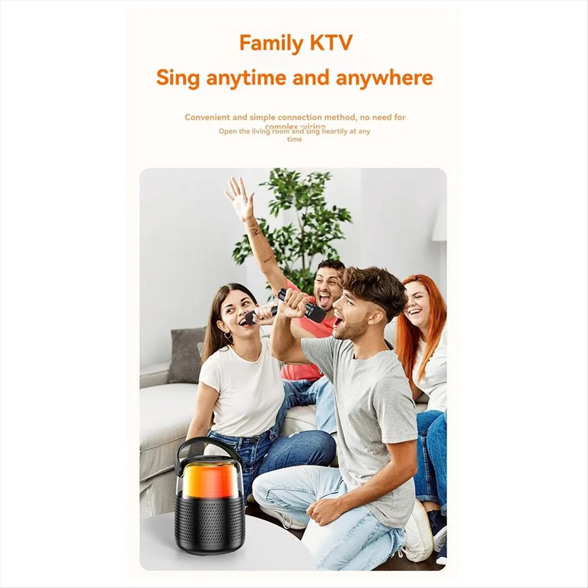 3000mAh 6W Colorful Bluetooth 5.3 Speaker RGB Light Home Subwoofer with Microphone Portable AUX TF Card Playback
