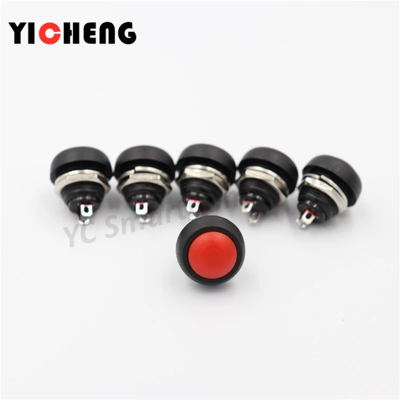 1Pcs PBS-33B push button switch 12MM small waterproof self-reset switch Round power lock-free reset switch spherical