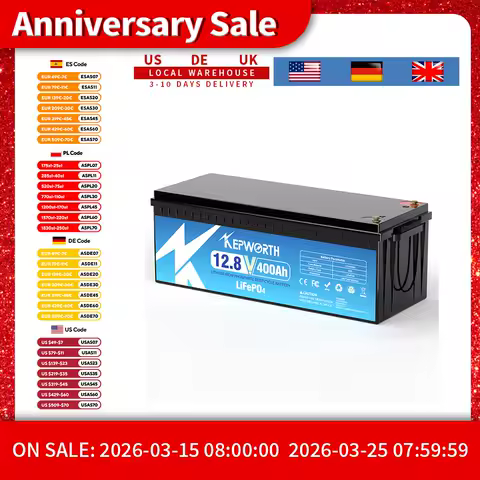 12V 400Ah LiFePO4 Battery with 200A BMS, up to 6000+ Deep Cycles, Grade A Cells, for Trolling Motor, Boat, Rv, Solar, Off-Grid