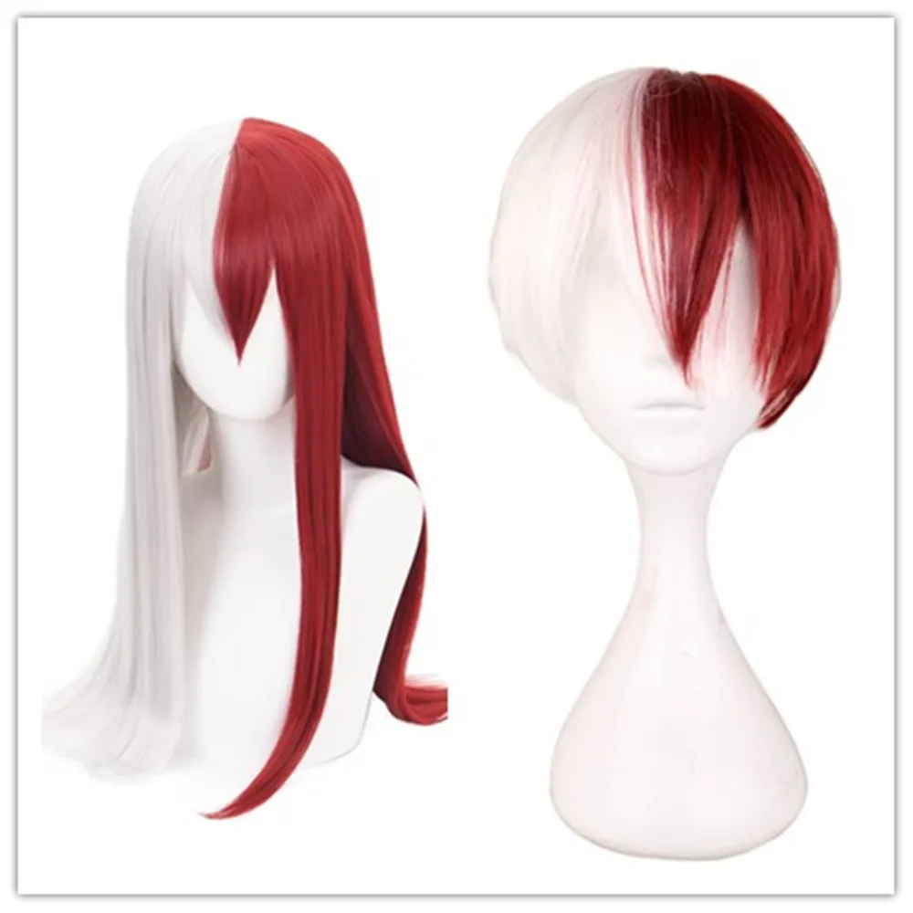 My Hero Academia Boku no Hiro Akademia Shoto Todoroki Shouto Wigs White And Red Cosplay Shoto Girl Wig Half White Half Red
