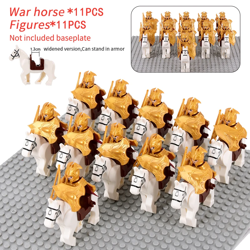 MOC Uruk-hai Orc Army Group Orcus Figures with Grey Wolf Mount Model Building Blocks LOTR Bricks Medieval Toys for Children gift