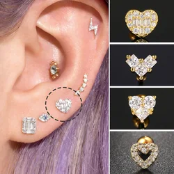 1PC Cute Y2k Heart Tragus Helix Ear Piercing Stud Earring for Women Snug Lobe Pierced Stainless Steel Sweet Cool INS Jewelry