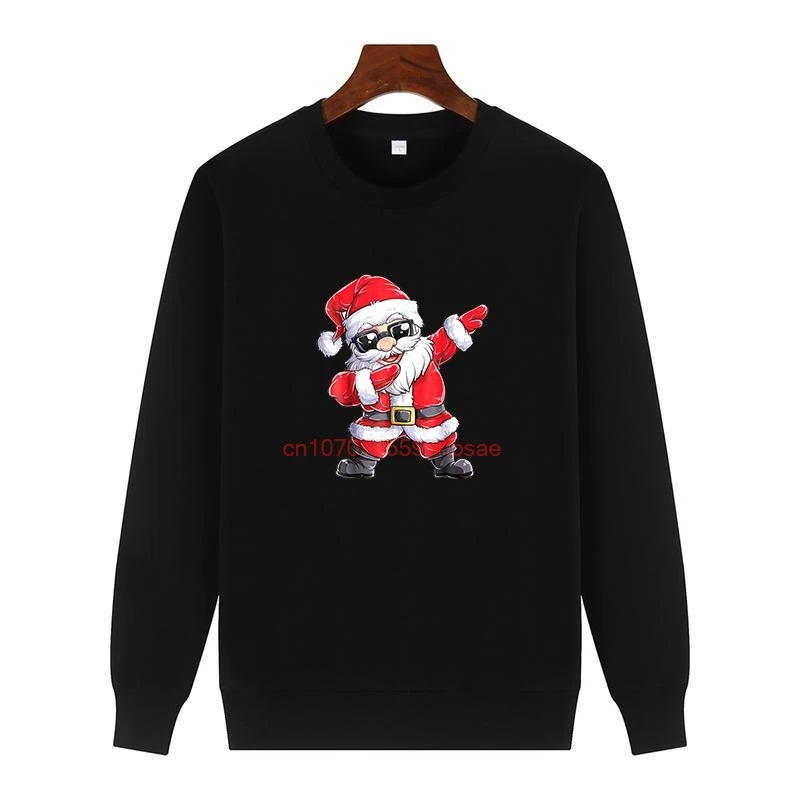 

Funny Dabbing Santa Claus Christmas Graphic Sweatshirts Round Neck And Velvet Thick Sweater Hoodie For All Ages Men's Sportswear