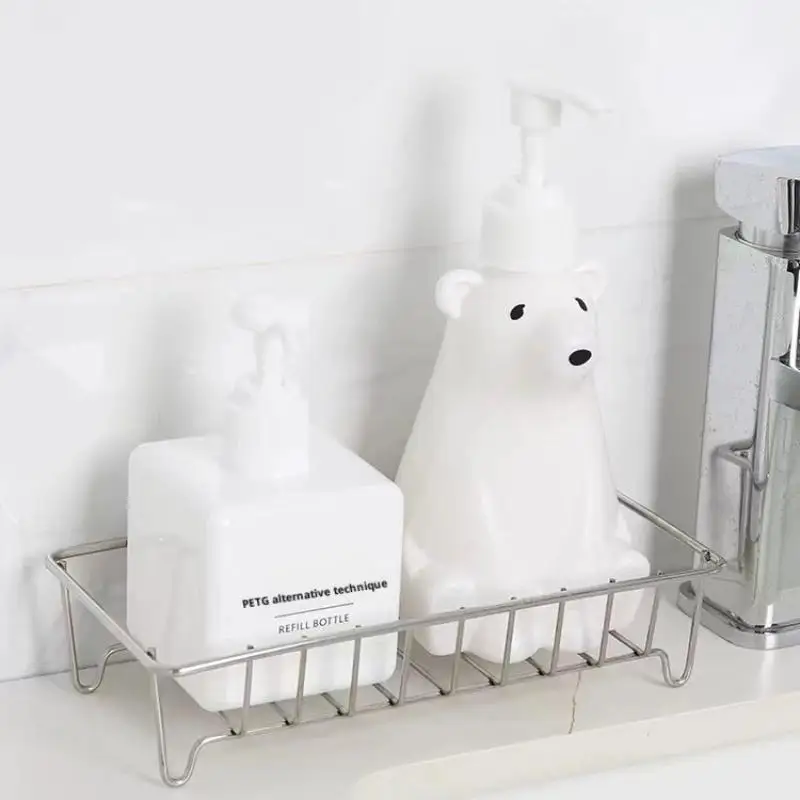 

{MX} Stainless Steel Soap Dish Drain Rack Bathroom Soap Holder Kitchen Counter Sink Sponge Storage Container