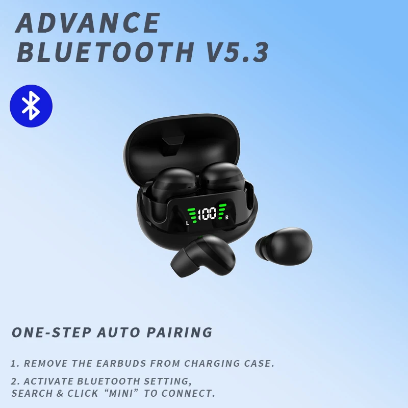 SK Mini 5.3 Wireless Bluetooth Headset Fashion Headphones Ultra Small Sleep Invisible Earbuds Stereo Noise Cancelling Earphones