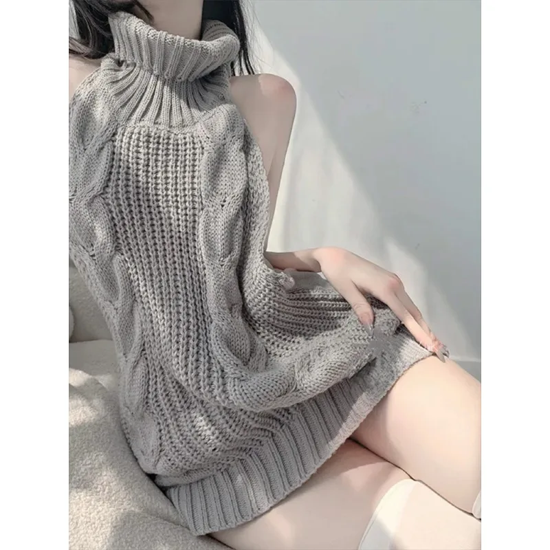 Virgin Killer Cosplay pull body chaud Sexy Lingerie dos creux Halloween Cos jeu de rôle sans manches Plus col roulé pull