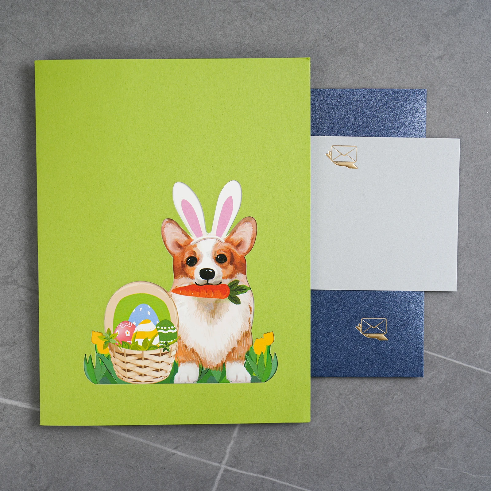Frohe Ostern Pop-Up-Karte – 3D-Grußkarte mit Hasenei-Blumenkorb für Ostern – Detail 13