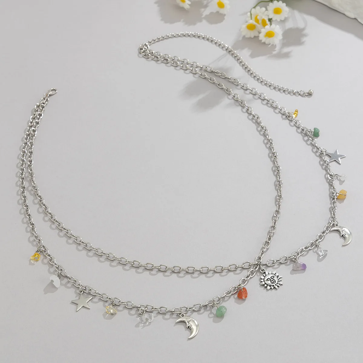 Boho Star Moon Sun Pendant Waist Chain 2025 Women's Simple Gold Metal O-Chain Girls Vacation Beach Fashion Jewelry - view 5