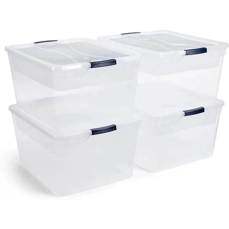 

Rubbermaid 71 Qt. Прозрачный пакет Cleverstore с вставками в лотки, упаковка из 4, прозрачные пластиковые контейнеры для хранения, корзины и контейнеры