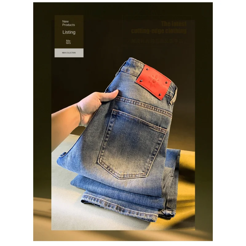 春と秋のメンズレトロストレートレッグジーンズ、トレンディなカジュアルファッション、多用途の韓国スタイル、ルーズパンツ