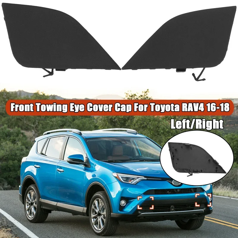

2Pcs Car Front Left/Righ Bumper Tow Hook Eye Cover Caps For Toyota RAV4 2016-2018 Auto Exterior Accessories Replacement