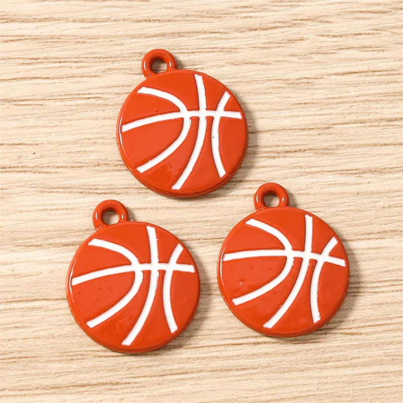 Tusember 20 Stück 15*18mm Niedliche Emaille-Sport-Basketball-Anhänger für die Herstellung von Halsketten, Ohrringen, Armbändern, DIY-Bastelarbeiten und Schmuck – Detail 5
