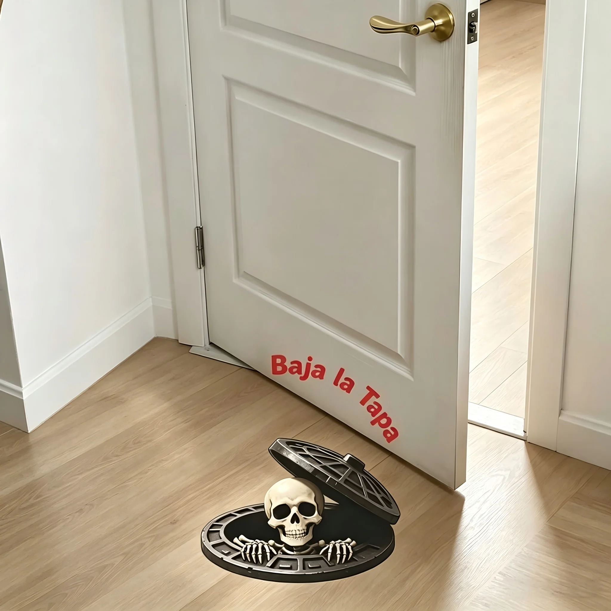1PC Halloween 3D 3D manhole cover probe skeleton self-adhesive floor sticker