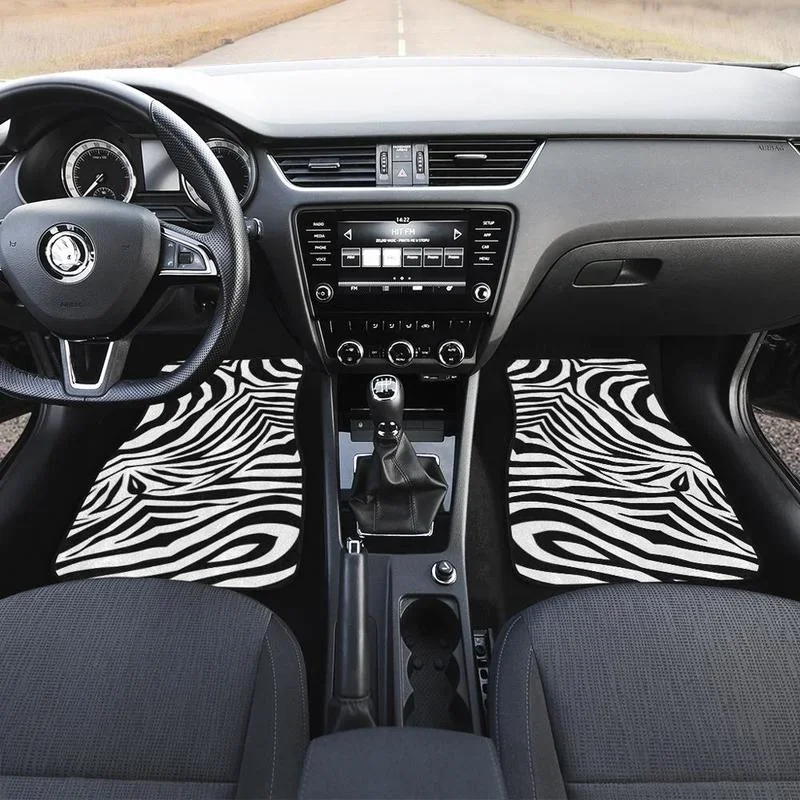 Zebra Car Floor Mats Printed Custom Animal Skin Car Accessories 4PCs Pack