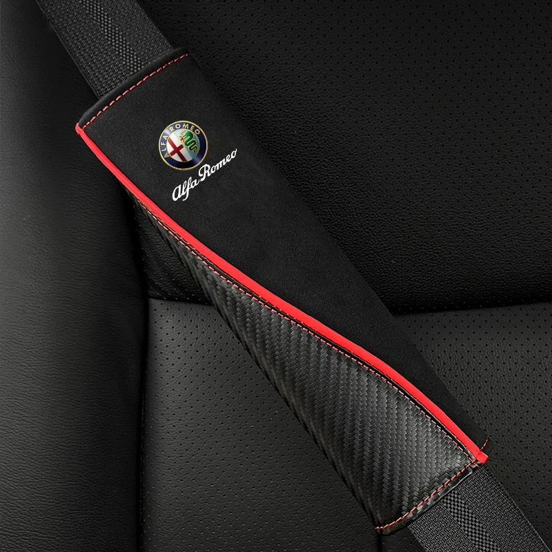 2Pcs Car Seat Belt Cover Shoulder Pad For Alfa Romeo Giulia Stelvio Giulietta 156 159 147 Mito Tonale Brera Dis Auto Accessories