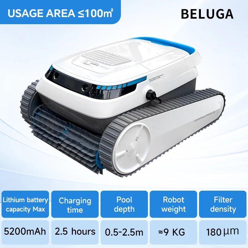 High Suction Wall-Climbing Pool Robot - Intelligent Obstacle Avoidance Automatic Underwater Cleaner