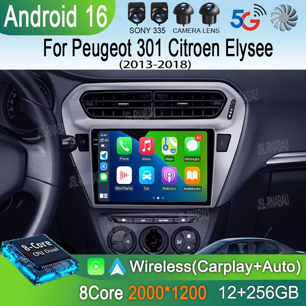 

Автомобильная магнитола Android 16 для Peugeot 301 Citroen Elysee 2013-2018, мультимедийный плеер, стереосистема, Carplay, 2din, аудио, Bluetooth