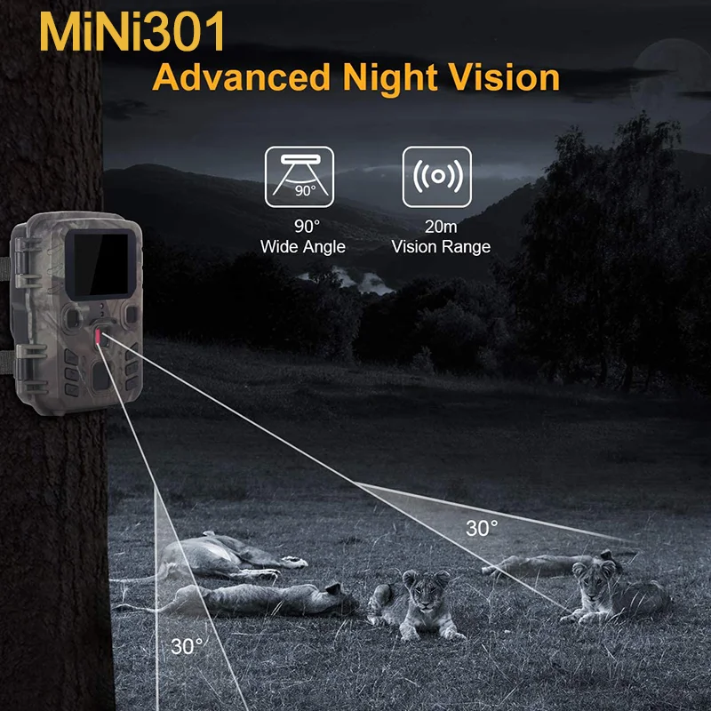 

Mini Trail Camera with IR LED, Night Vision Hunting Motion, IP65 Waterproof,Outdoor Wild Photo Traps,1080P,20MP Range up to 65ft