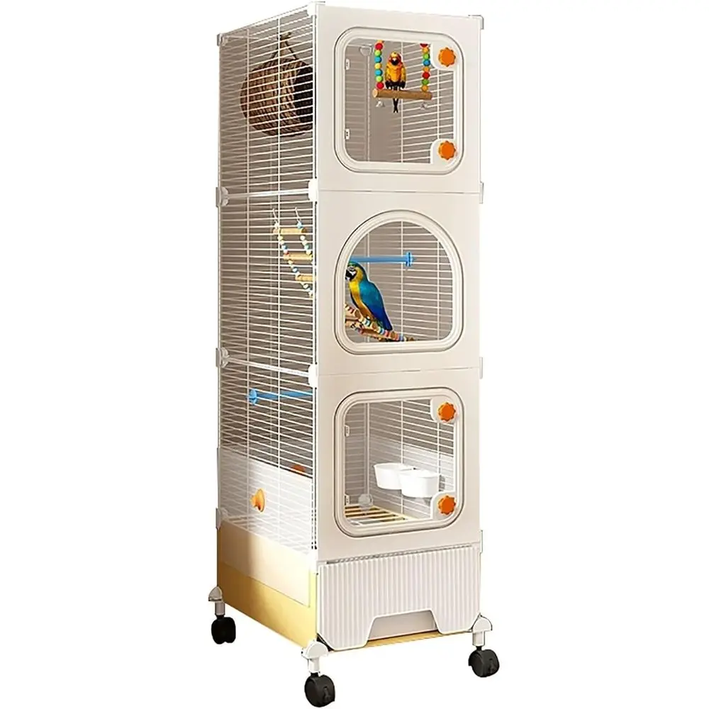 

55.1 Narrow Indoor Bird Cage with Slide-Out Pan & Wheels for Cockatiels, Parakeets, Lovebirds, and Canaries