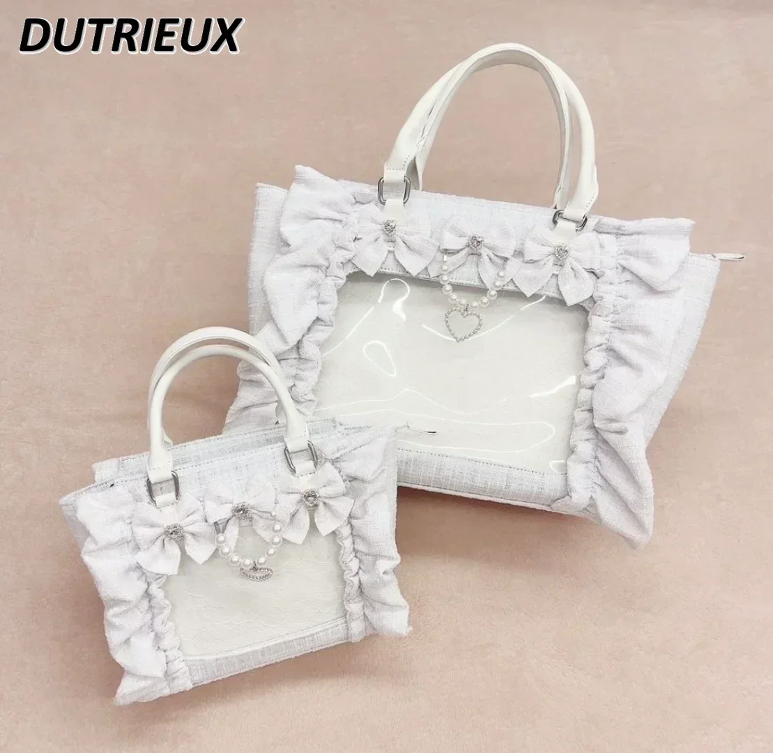 Japanese Style Ladies\' Casual Handbag 2024 New Ruffled Portable Crossbody Bags Female Fashion Sweet Cute Handbags for Women