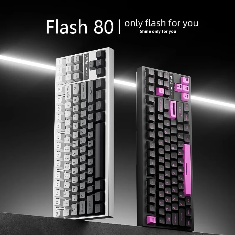 ZIDLI Flash80 Aluminum Alloy Keyboard Three Mode Wireless Bluetooth Mechanical Keyboard RGB 7200mAh Gasket Custom PC Game Gift