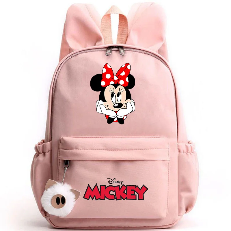 Disney Mickey Minnie Mouse Backpack for Girls Boys Teenager Rucksack Casual School Bags Travel Rabbit Ears Backpacks Mochila