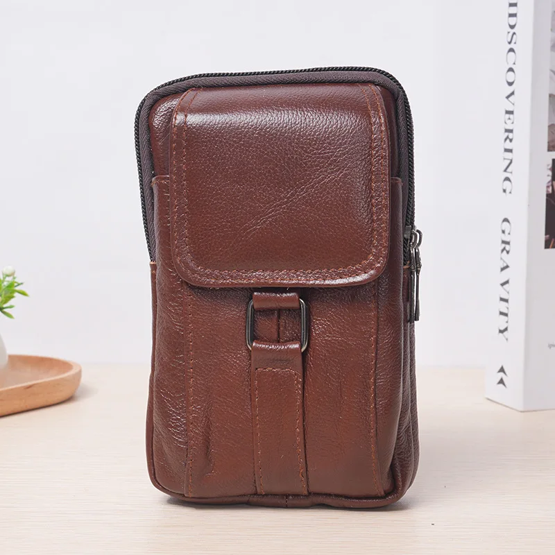 1PC Outdoor Work Bag Mobile Phone Waist Bag Men\'s Work Cigarette Case Leather Case Key Chain Wear Belt Bag Outdoor Bag