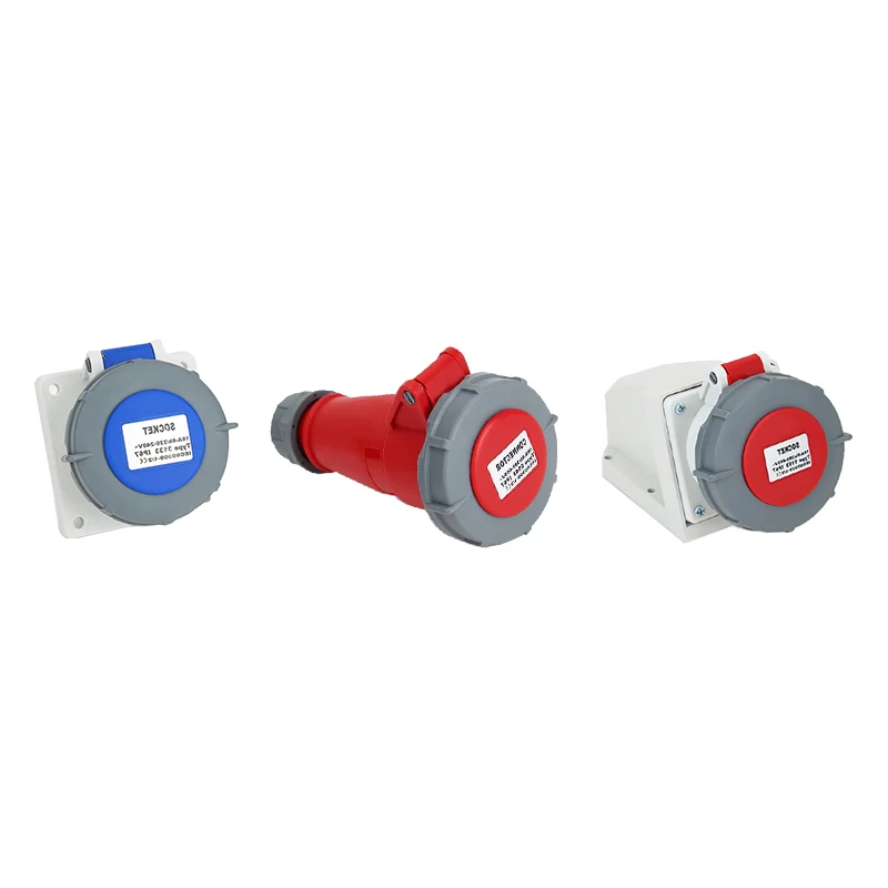 Industrial Connector Set - 16A/32A,Plug&Socket, 3/4/5PIN, IP67 Waterproof and Dustproof, Wall/Panel Mounted Installation.