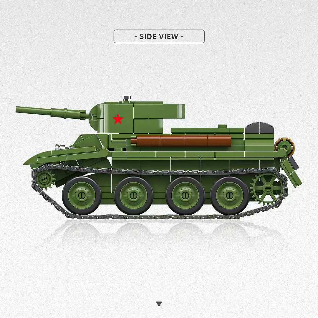 2025 New World War IIโซเวียตมอสโกการแข่งขันBT-5 Light Fast Tankประกอบชุดอาคารบล็อกของเล่นเด็กรถ 1:35 Scale