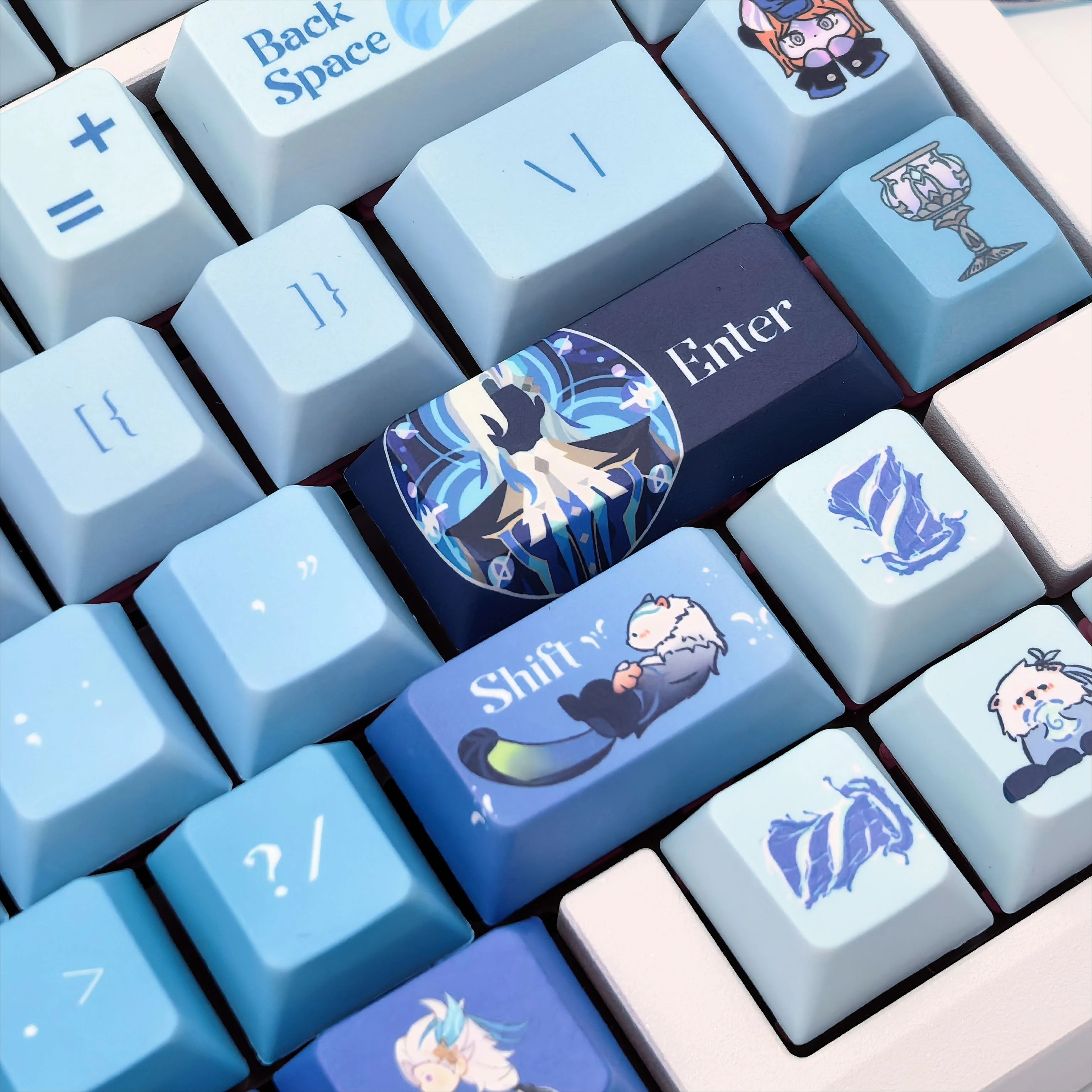 

Anime Genshin Impact Neuvillette Cosplay Ambitus Cartoon Accessory Keycap Ornament Creativity Keyboard Cap Collection Fans Gift