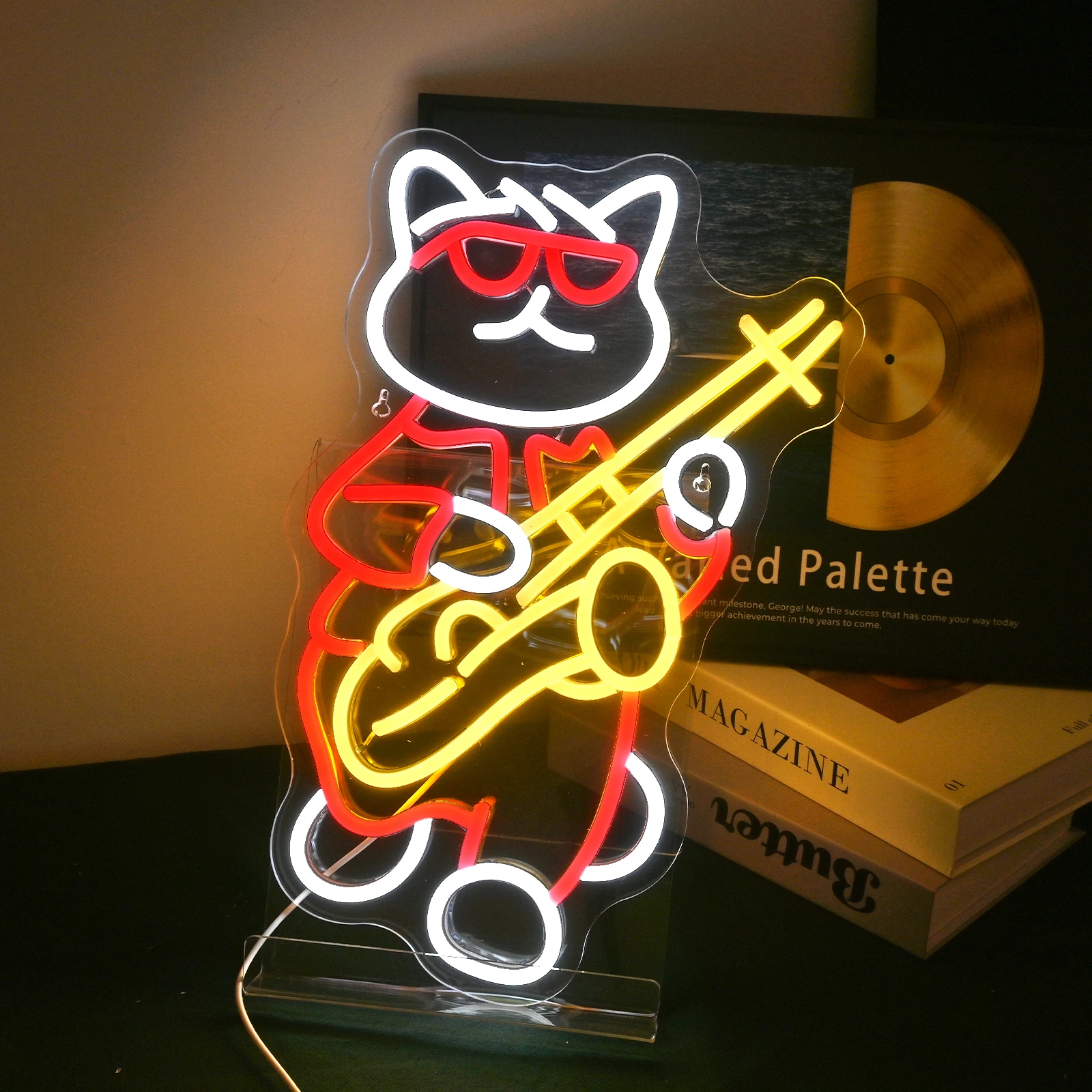 

Cat Jazz Neon Led Signs Dimmable Light Up Sign For Room Decoration Guitar Neon Light Music Studio Bar Party Club Wall Art Decor