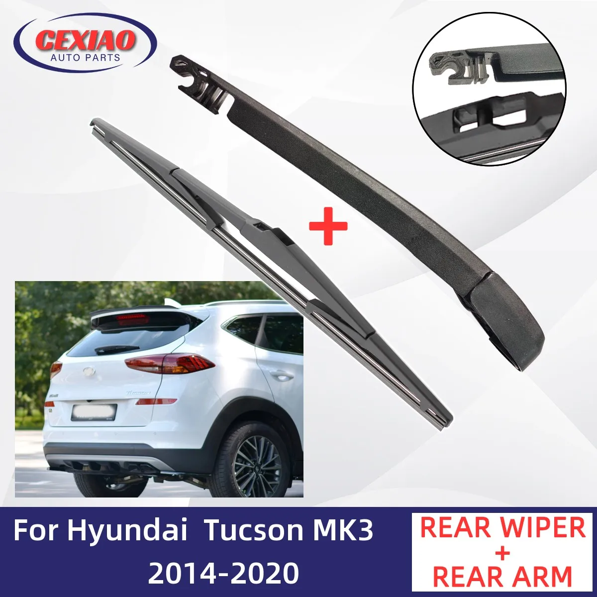 

For Hyundai Tucson MK3 2014-2020 Car Rear Wiper Blade and Arm Fit Tailgate Window Rain Brush Windshield Windscreen