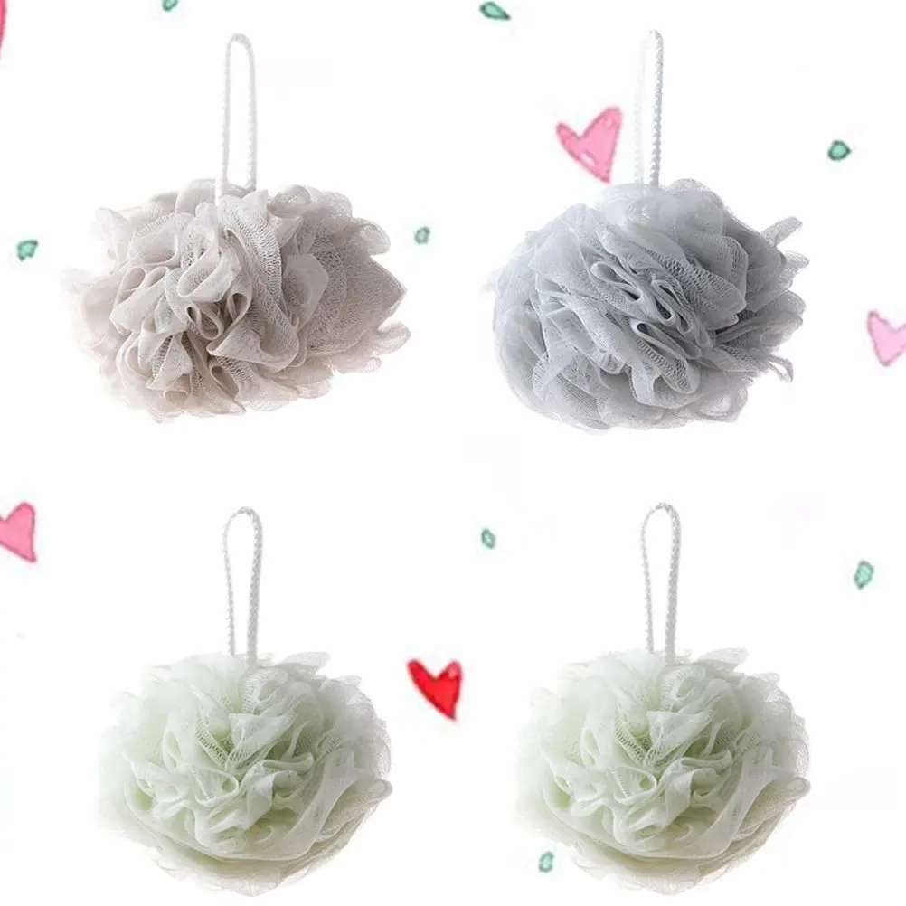 

Набор из 4 мягких отшелушивающих сетчатых мочалок для душа с веревкой для подвешивания, для дома и отеля, для очищения тела и ухода за кожей