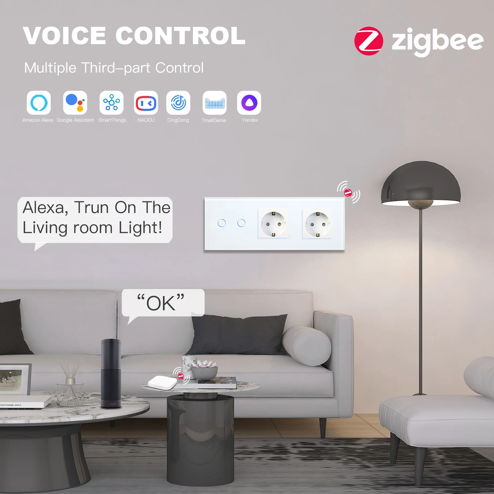 Imagem -03 - Bseed-zigbee Switches Plus Normal Sockets Series Usb c Carga do Telefone Dual Zigbee Wall Switches Suporte Tuya Alexa Controle Yandex