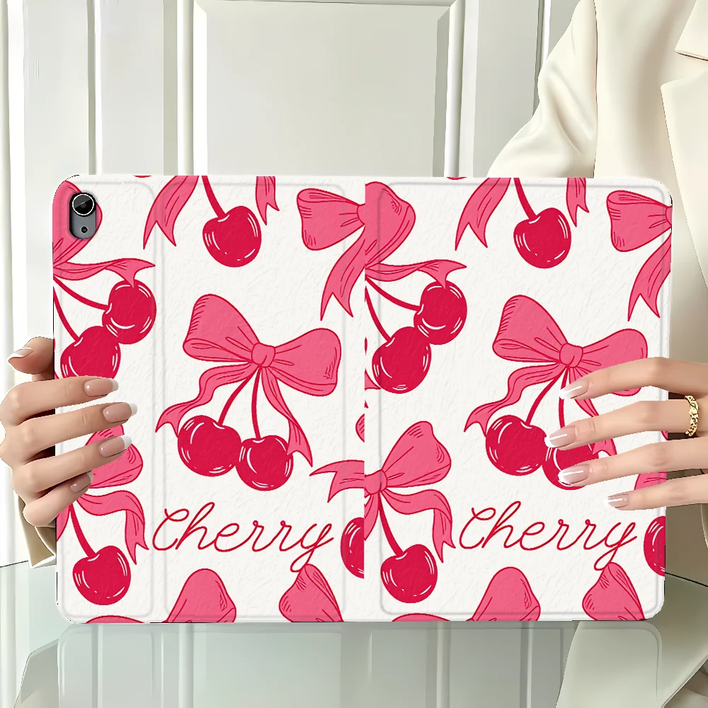 Case for Apple iPad Air 11 13 M4 M3 M2 A16 2026 10th 7/8/9th Pro11 13 With Pencil Holder Air 4/5/6th Cute Cherry Pattern