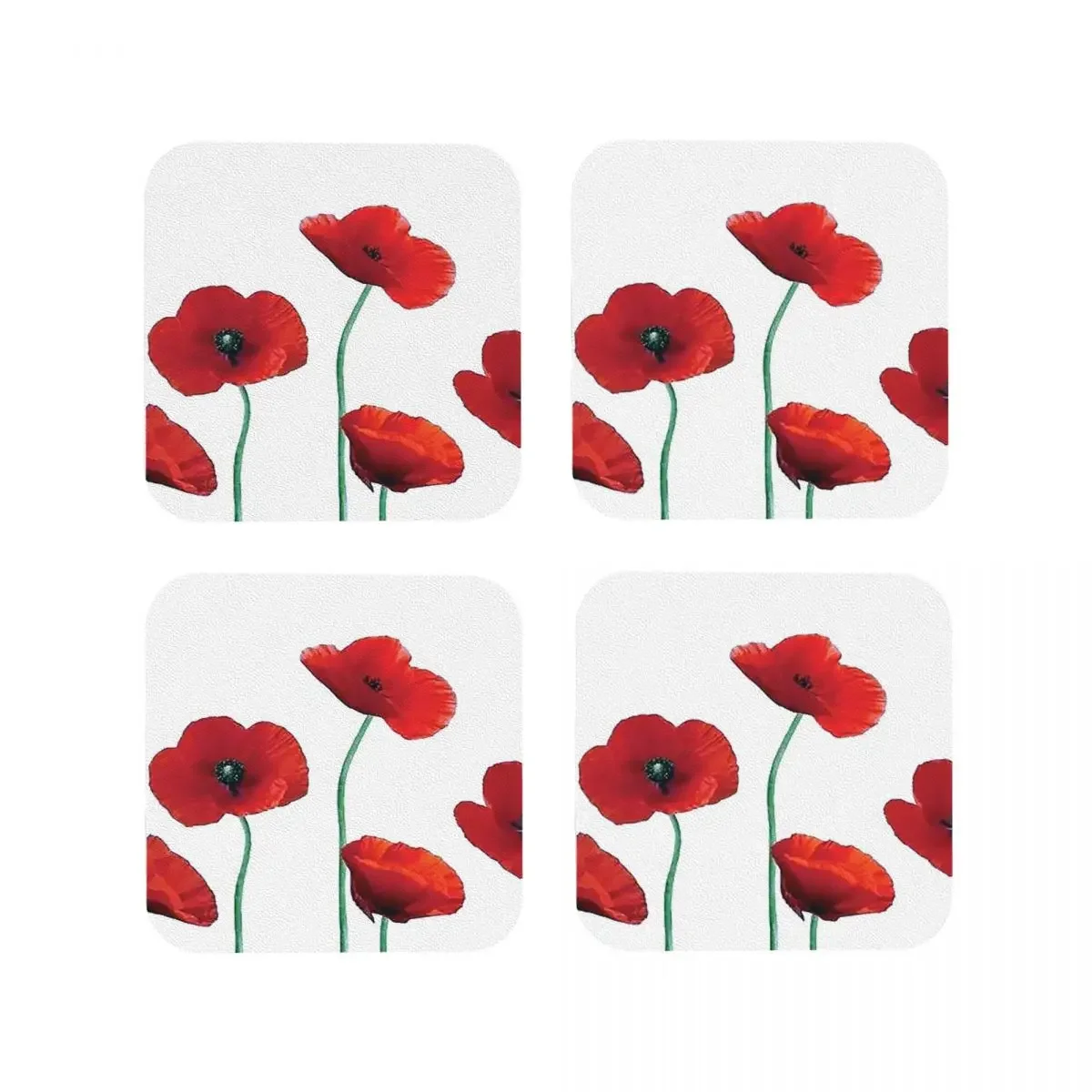 Poppi Coasters Kitchen Placemats Waterproof Insulation Cup Coffee Mats For Decor Home Tableware Pads Set of 4