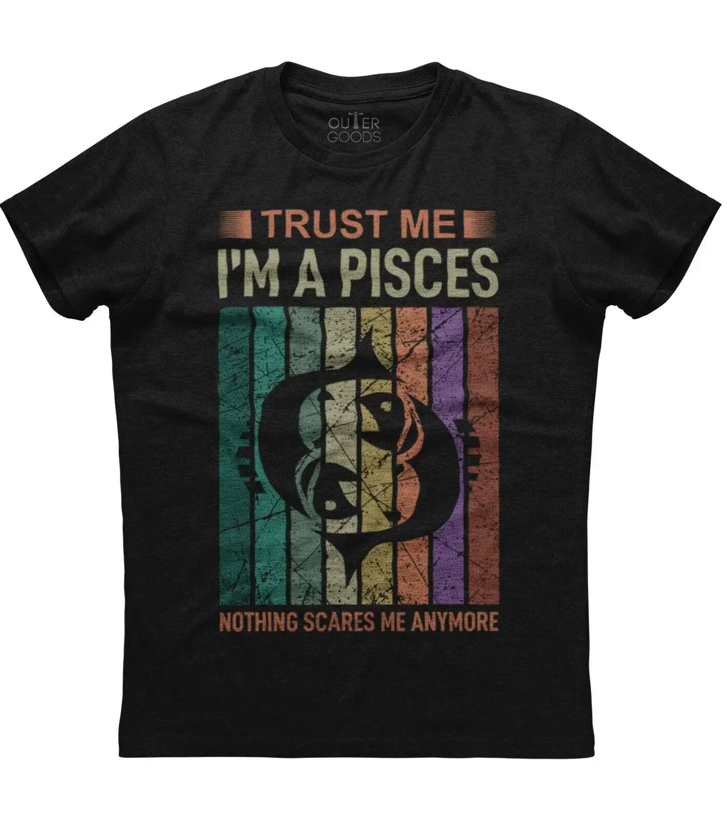 I'm A Pisces Nothing Scares Me. Retro Zodiac Birthday Gift T-Shirt. Summer Cotton O-Neck Short Sleeve Mens T Shirt New S-3XL