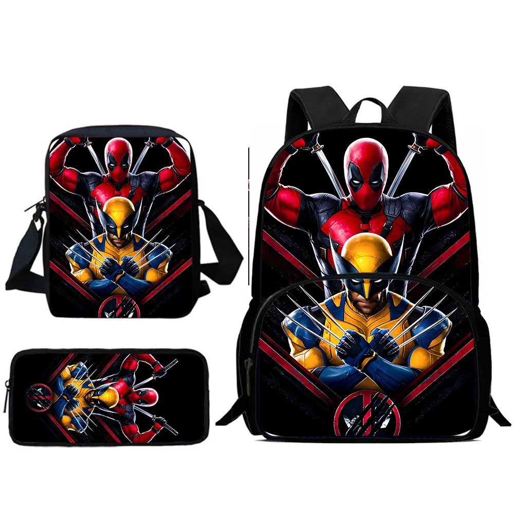 Sacs à dos Anime pour enfants Wolverines, sac initié, trousse à crayons, élève, grande capacité, sacs d'école pour garçons, filles, meilleur cadeau, ensemble de 3 pièces