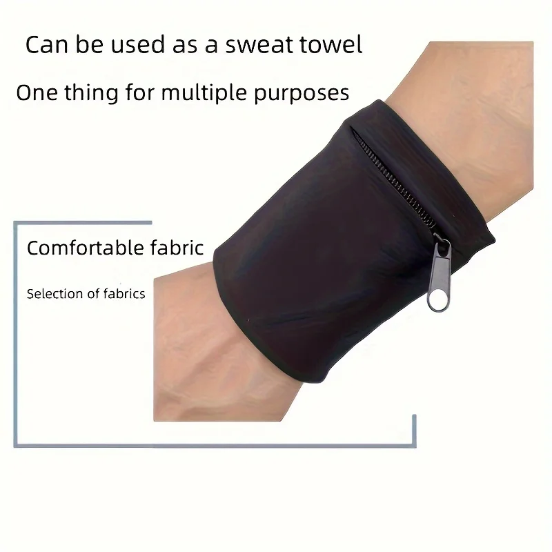 Zipper Wrist Wallet Pouch, Portable Stretch Wristlet Pocket, Sweat Resistant Wrist Band for Running, Sports & Outdoor Exercise