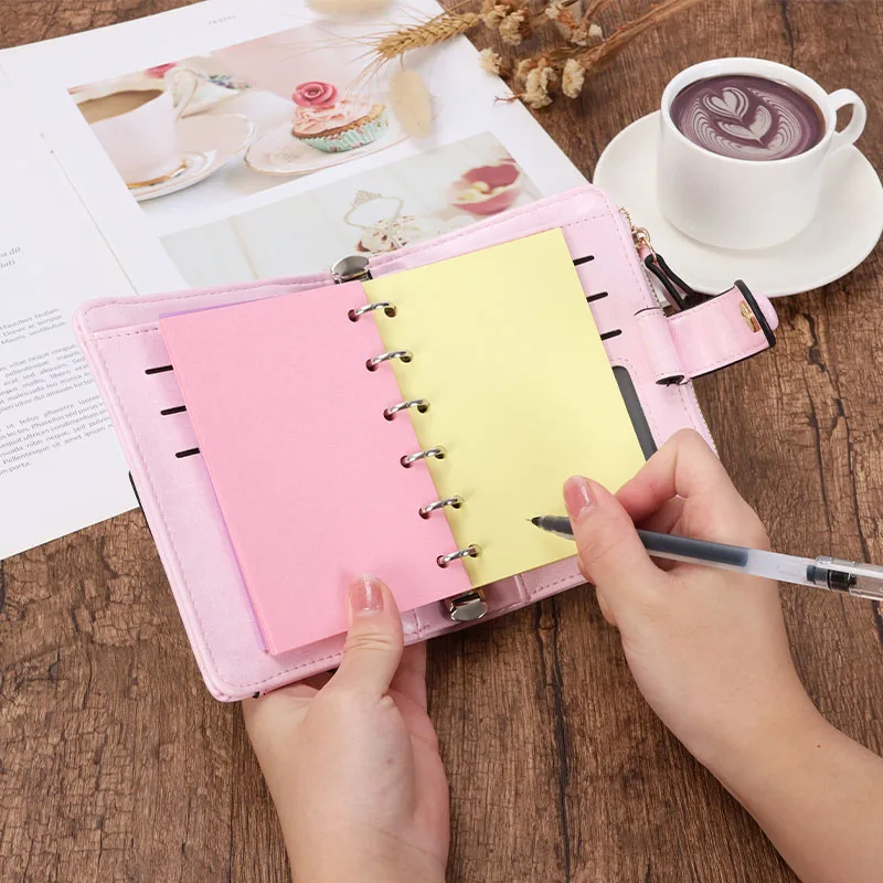 Small Portable notebook 6 Rings Planner Notebook with15 mm Rings A7 Agenda Organizer Diary Journal Wallet